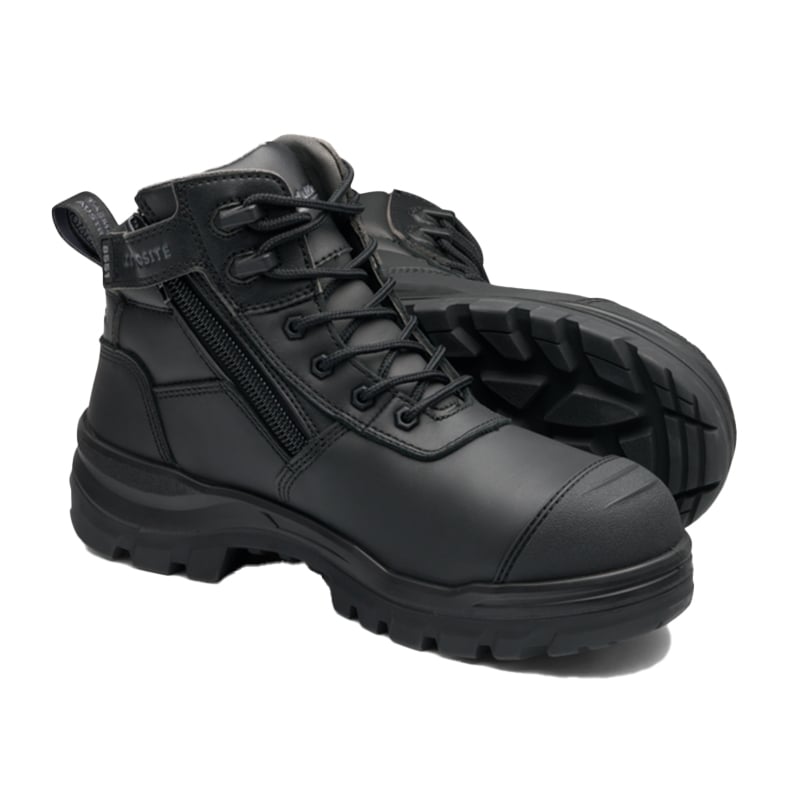 8551 ROTOFLEX BLACK WATER-RESISTANT LEATHER 135MM ZIP SIDED SAFETY BOOT