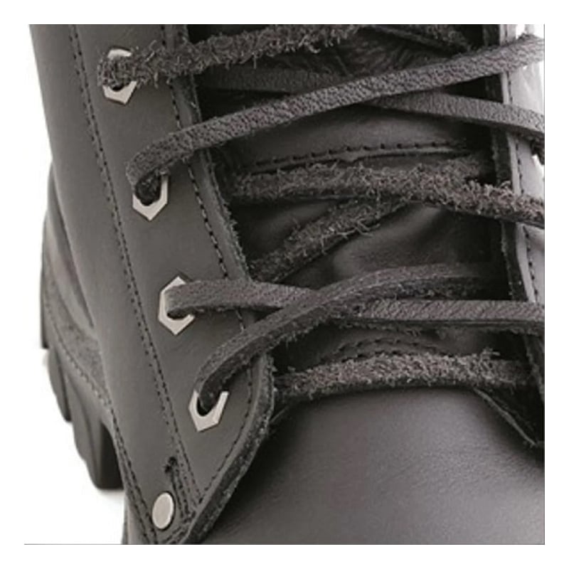 A-000057 STEEL BLUE LEATHER SHOE LACES BLACK 150cm