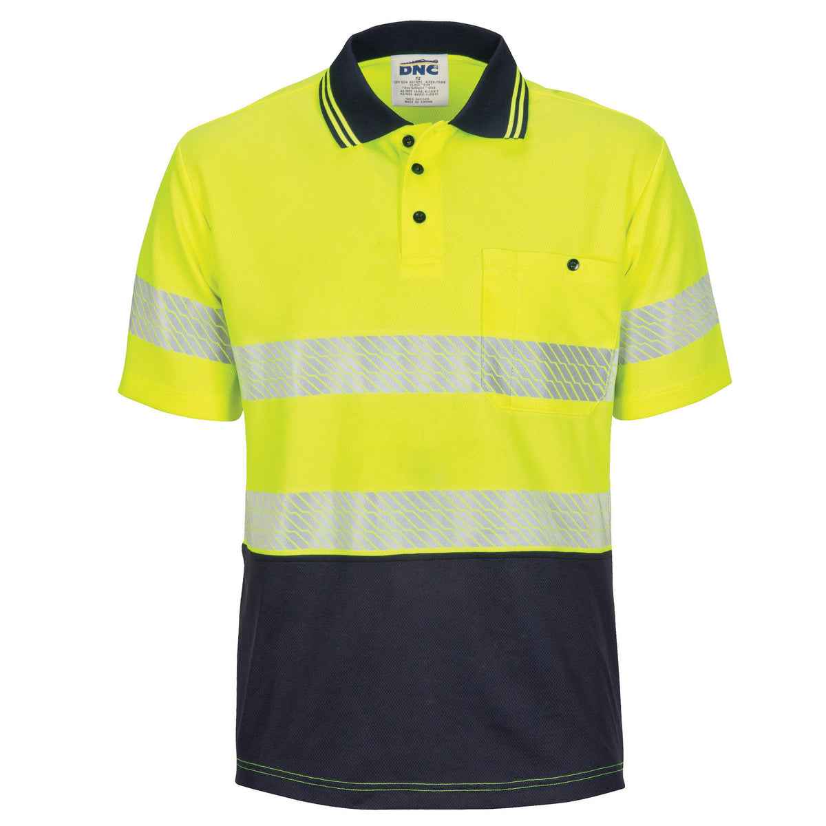 HiVis Segment Taped Micromesh Polo - Short Sleeve — DNC Workwear colour image