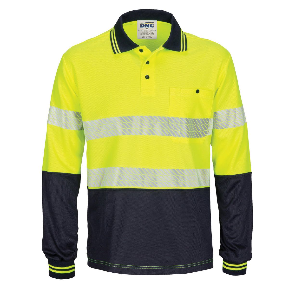 HiVis Segment Taped Micromesh Polo - Long Sleeve — DNC Workwear colour image