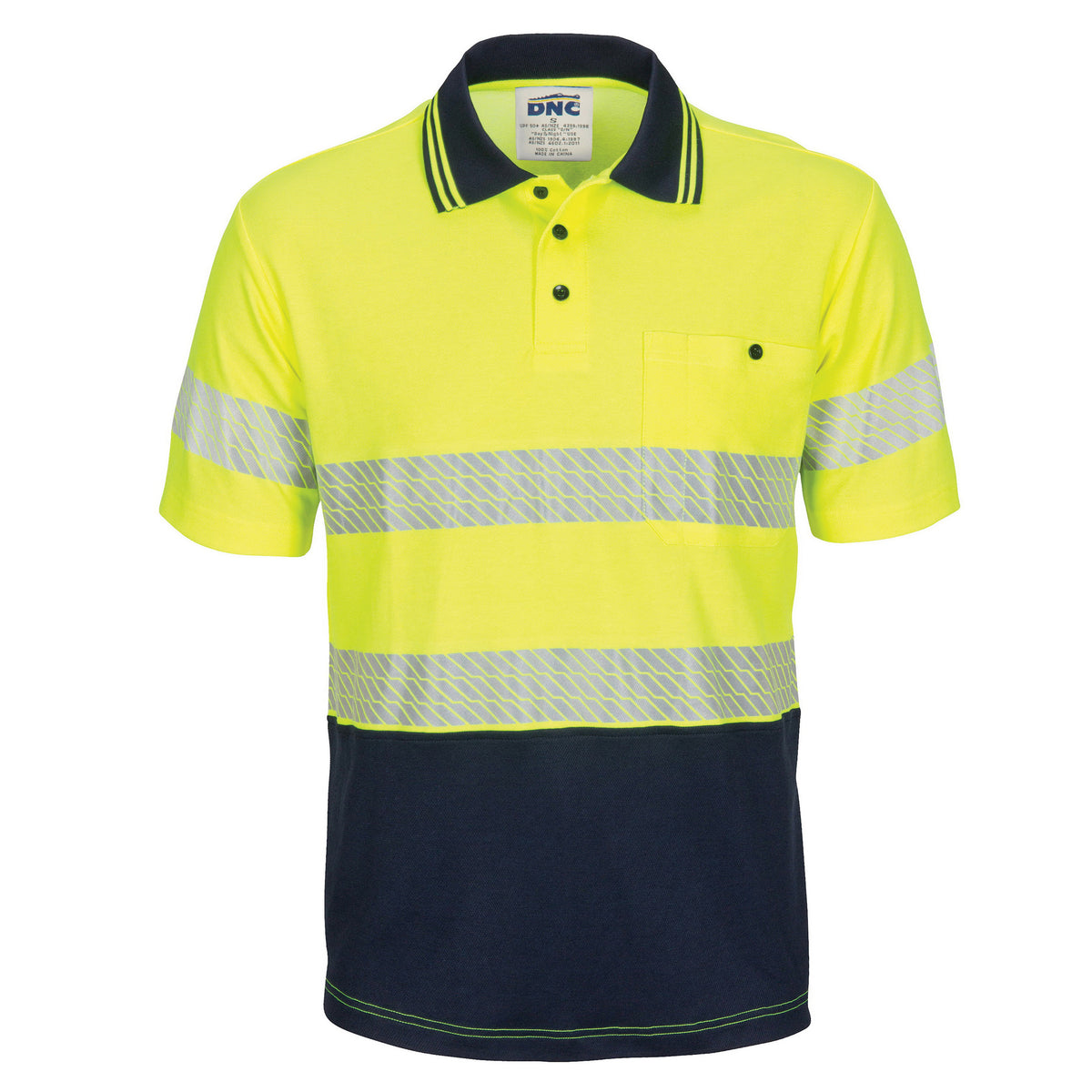HIVIS Segment Taped Cotton Backed Polo - Short Sleeve — DNC Workwear colour image