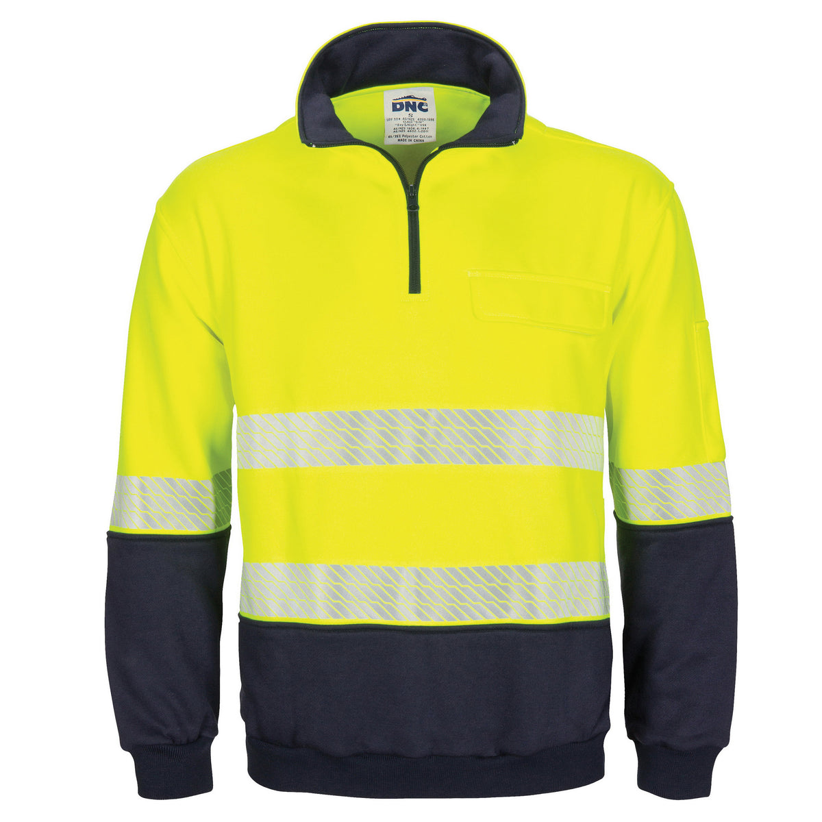 HIVIS Segment Taped 1/2 Zip Fleecy Windcheater — DNC Workwear colour image