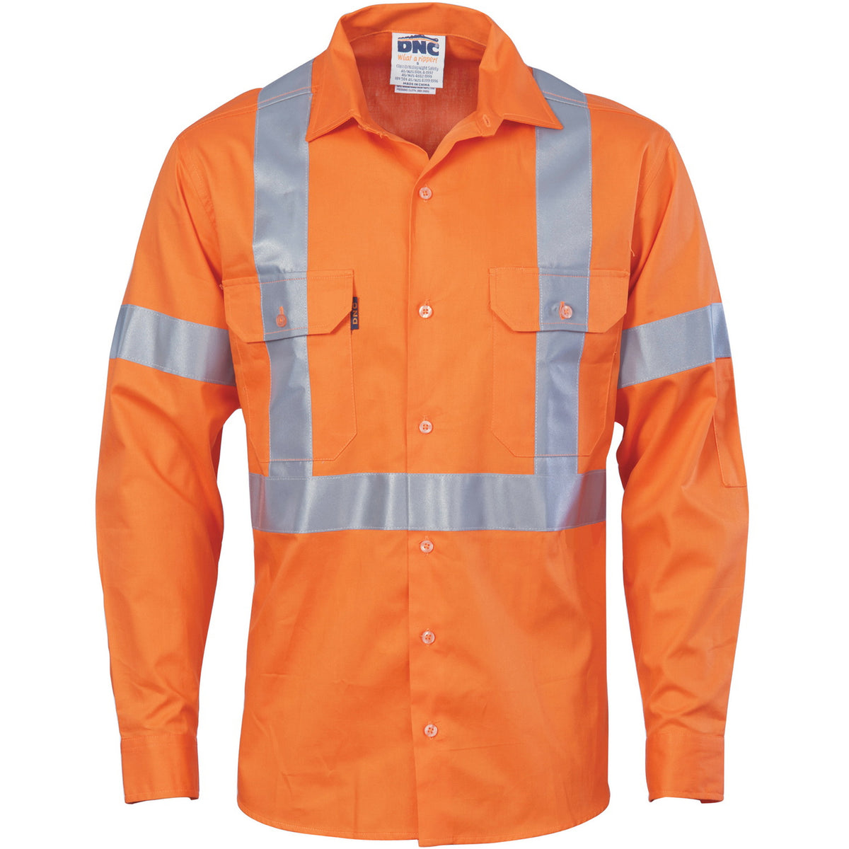 Cotton Shirt "X" Back CSR R/Tape - L/S — DNC Workwear colour image