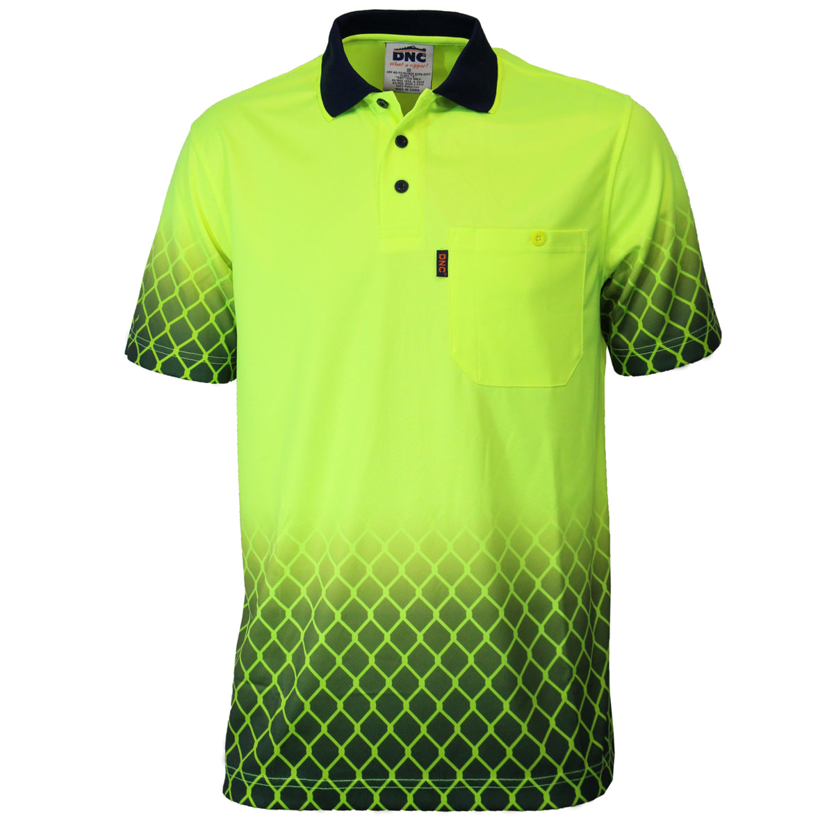 HiVis Sublimated Metal Mesh Polo — DNC Workwear colour image