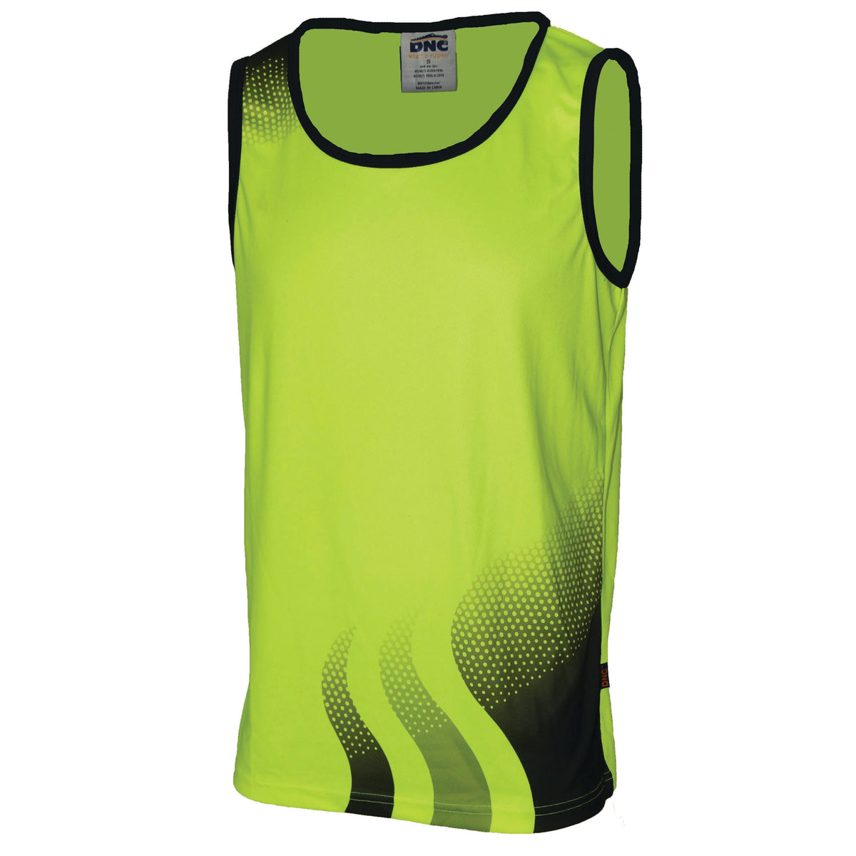 HiVis Sublimated Wave Singlet — DNC Workwear colour image