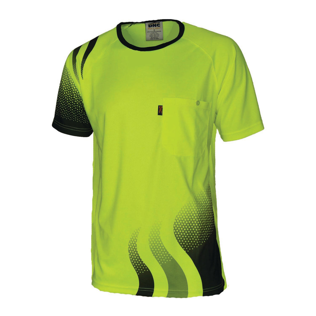 HiVis Sublimated Wave Tee — DNC Workwear colour image