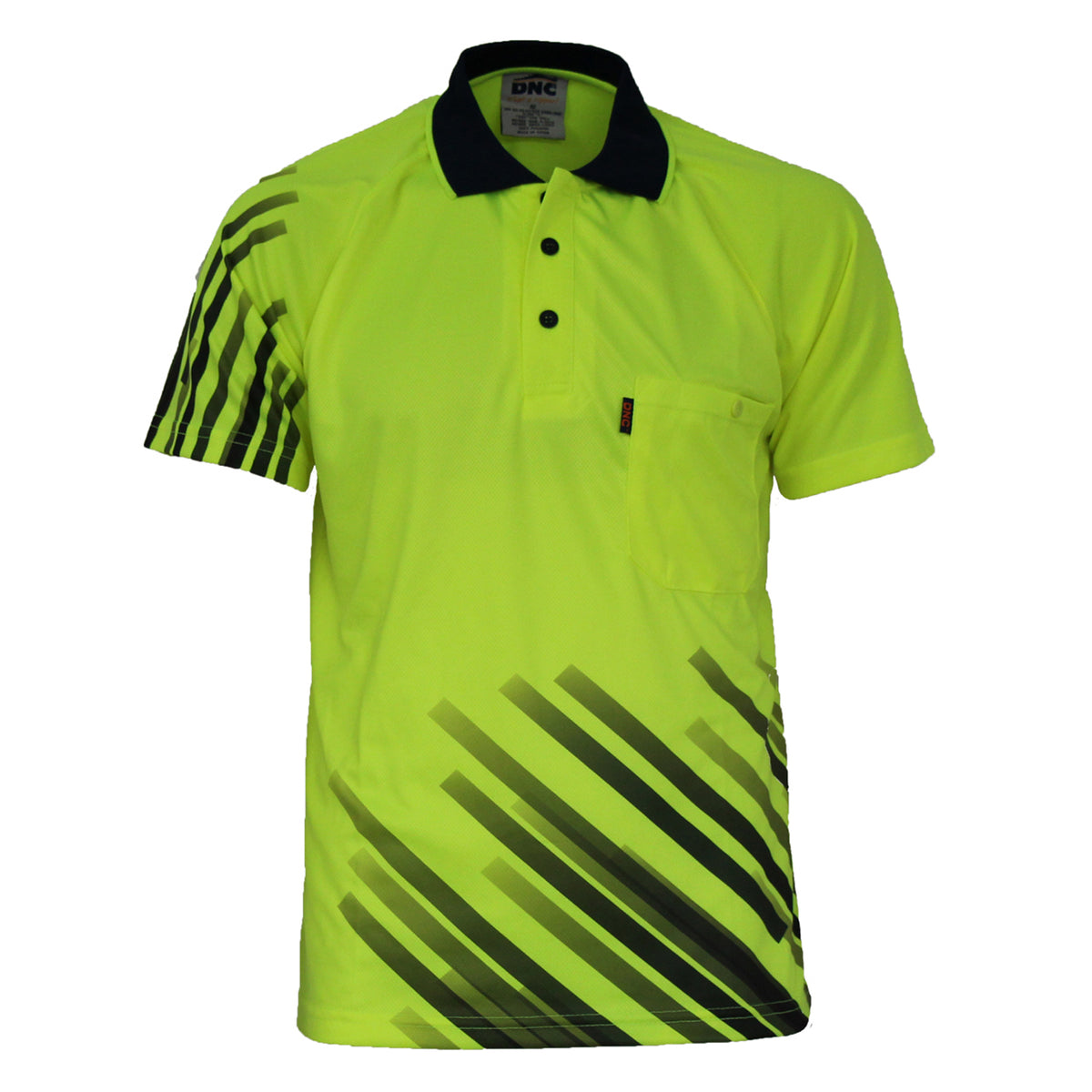 Hivis Sublimated Stripe Polo — DNC Workwear colour image