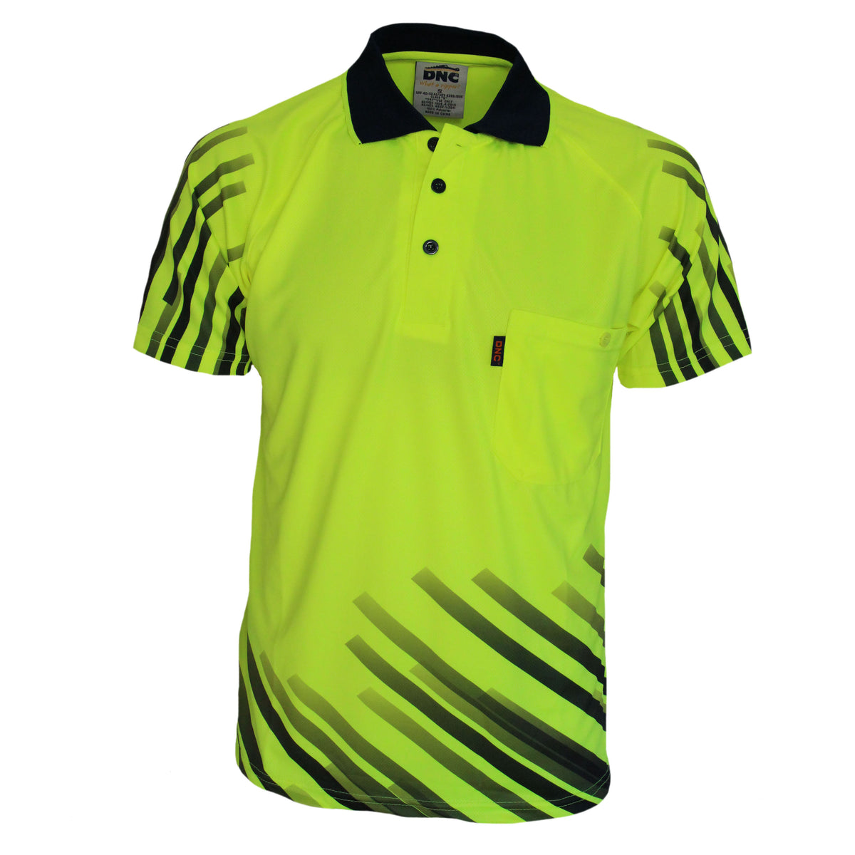 HiVis Sublimated Stripe Polo — DNC Workwear colour image