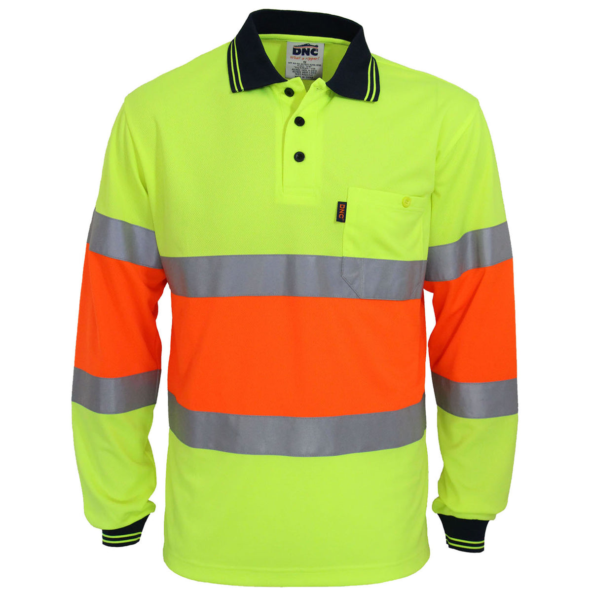 HiVis Cool-Dry Two Tone Bio-Motion D/N Polo with CSR R/Tape — DNC Workwear colour image