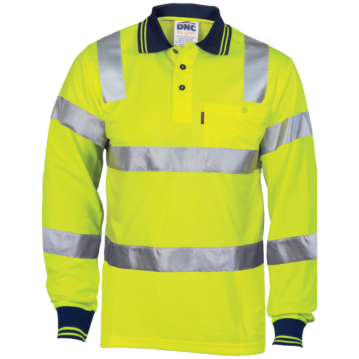 HiVis Bio-Motion CSR R/Tape Polo - L/S — DNC Workwear colour image