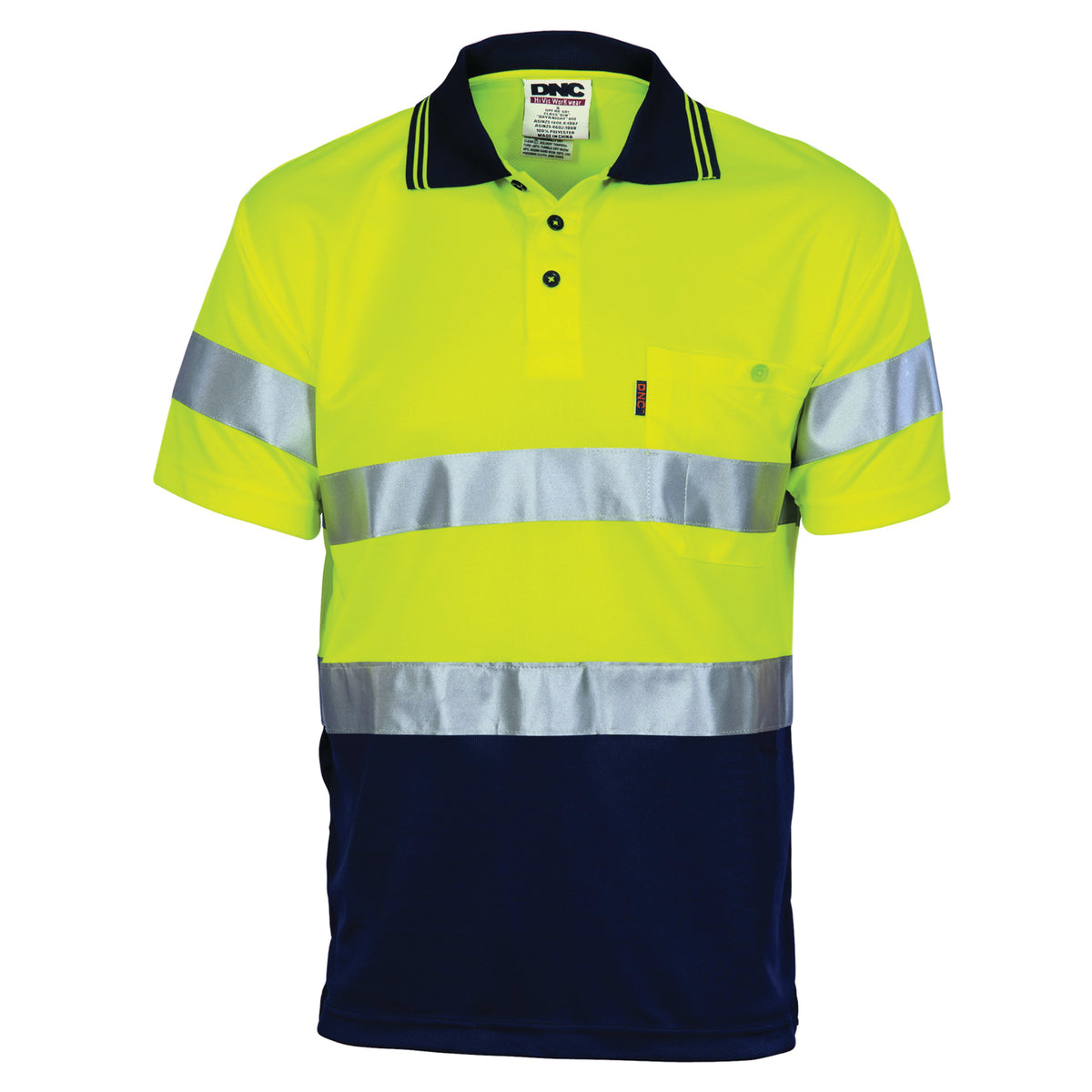 HiVis D/N Cool Breathe Polo Shirt with CSR R/Tape - Short Sleeve — DNC Workwear colour image
