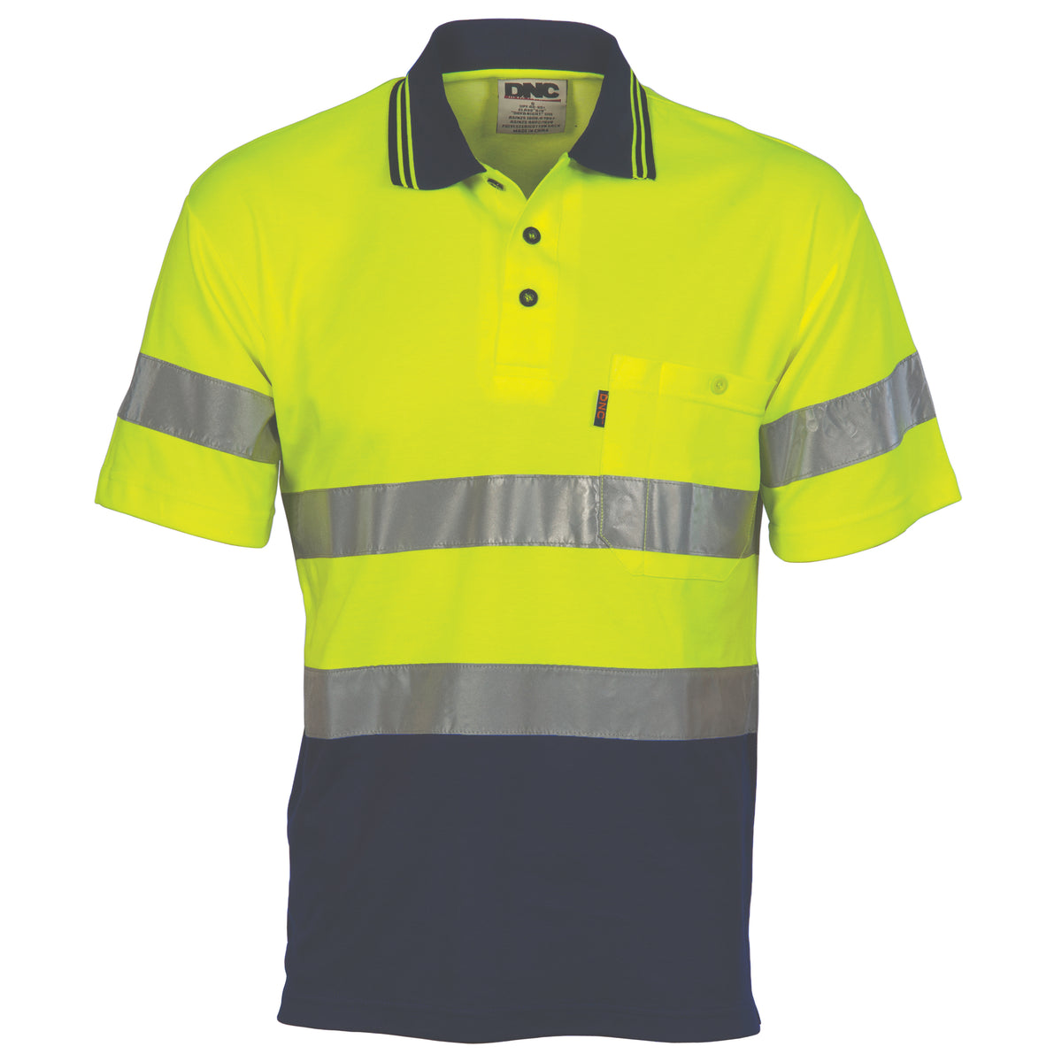 HiVis Two Tone Cotton Back Polos with CSR R/Tape - Short Sleeve — DNC Workwear colour image