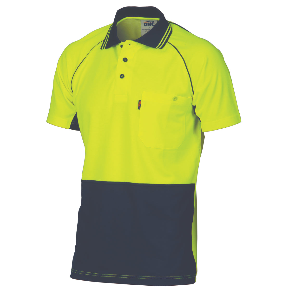 HiVis Cotton Backed Cool-Breeze Contrast Polo - Short Sleeve — DNC Workwear colour image