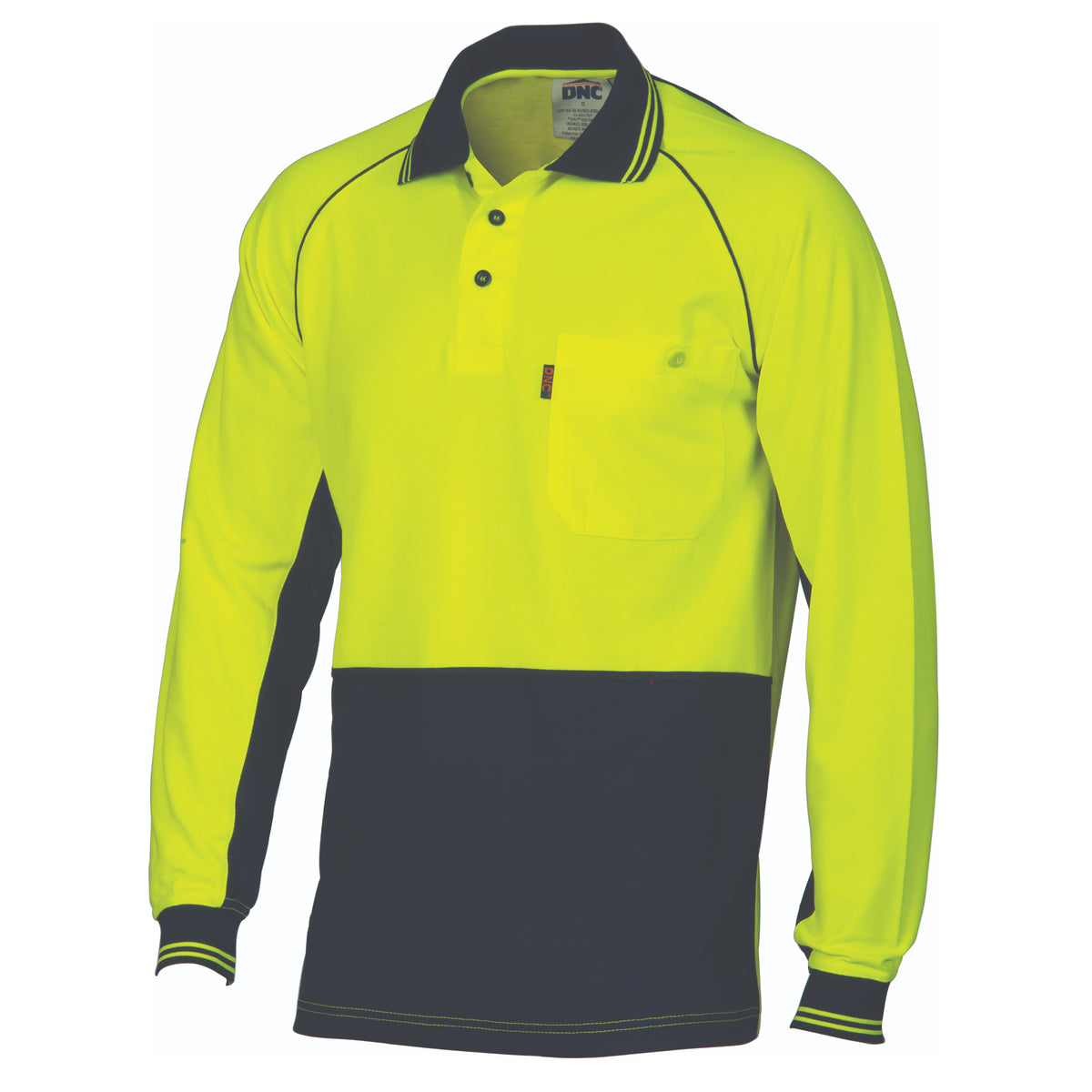 HiVis Cotton Backed Cool-Breeze Contrast Polo - long Sleeve — DNC Workwear colour image