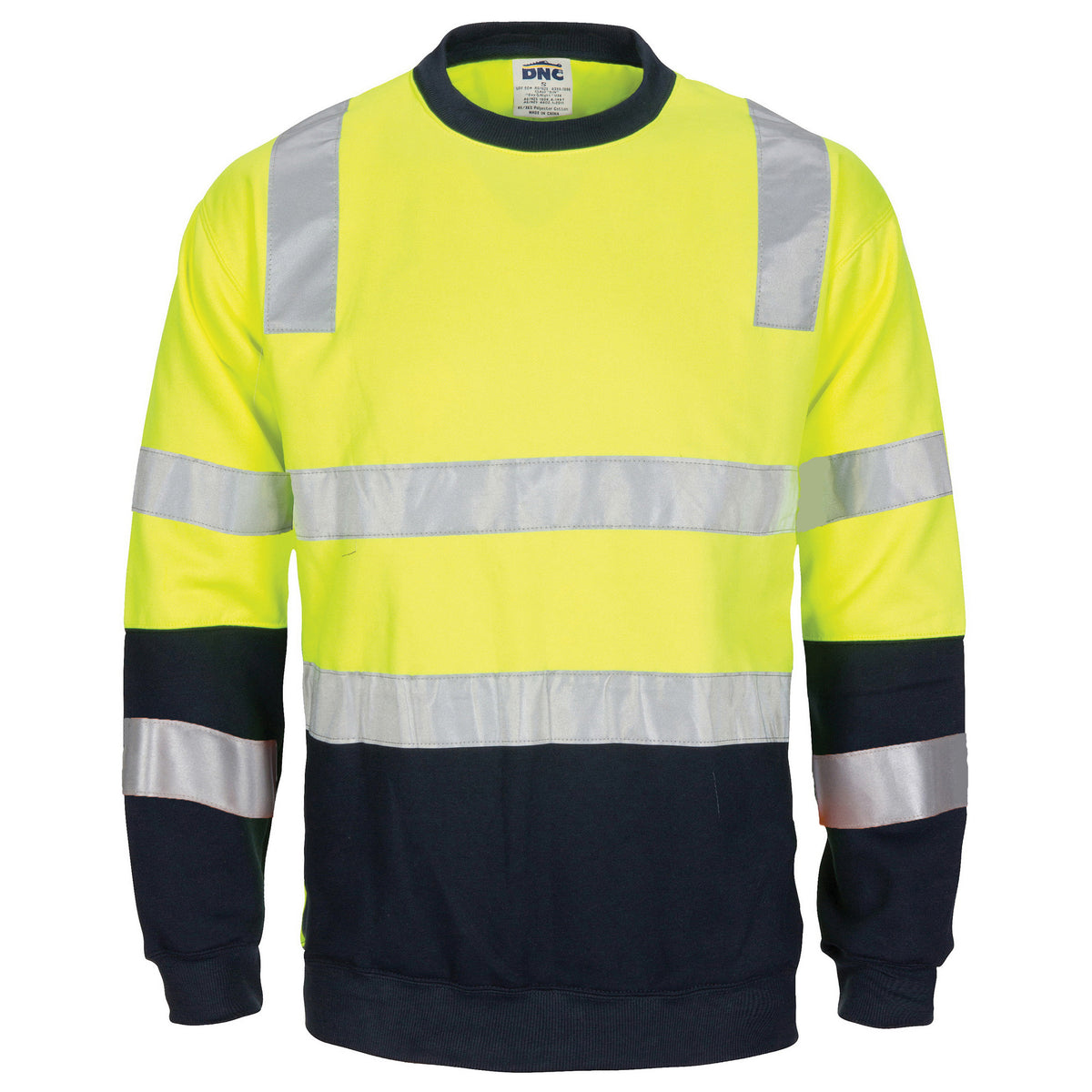 HiVis Two Tone Crew-Neck Fleecy Sweatshirt with Shoulders, Double Hoop Body & Arms CSR R/Tape — DNC Workwear colour image