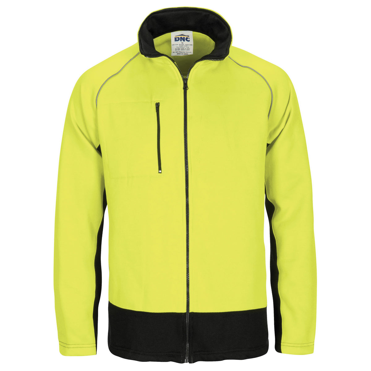 HiVis Two Tone Full Zip Fleecy Sweatshirt with Two Side Zipped Pockets — DNC Workwear colour image