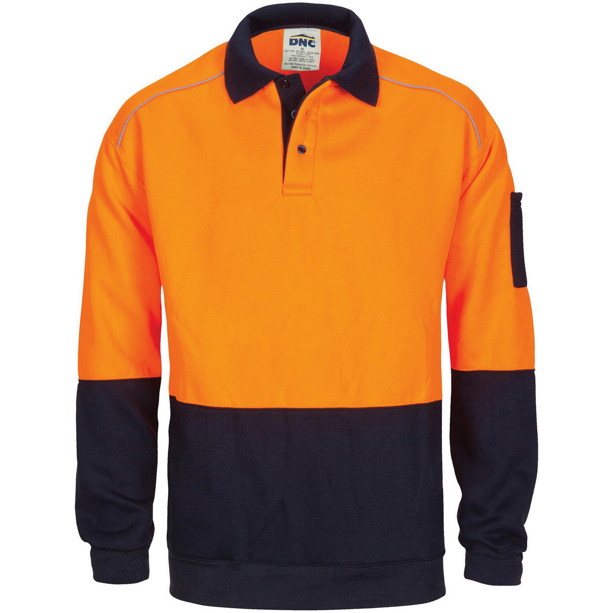 HiVis Rugby Top Windcheater with Two Side Zipped Pockets — DNC Workwear colour image