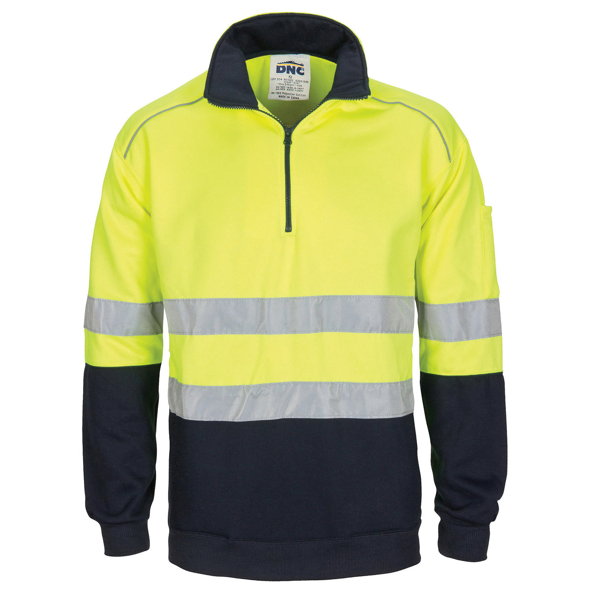 HiVis 1/2 Zip Fleecy with Hoop Pattern CSR Reflective Tape — DNC Workwear colour image
