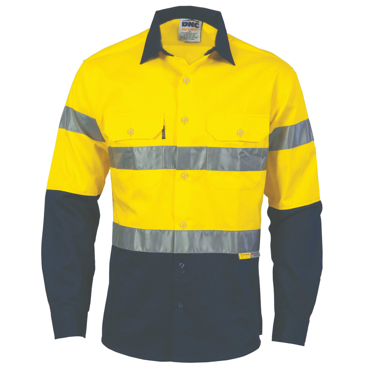 HiVis Two Tone Drill Shirt with 3M8906 R/Tape - Long Sleeve — DNC Workwear colour image