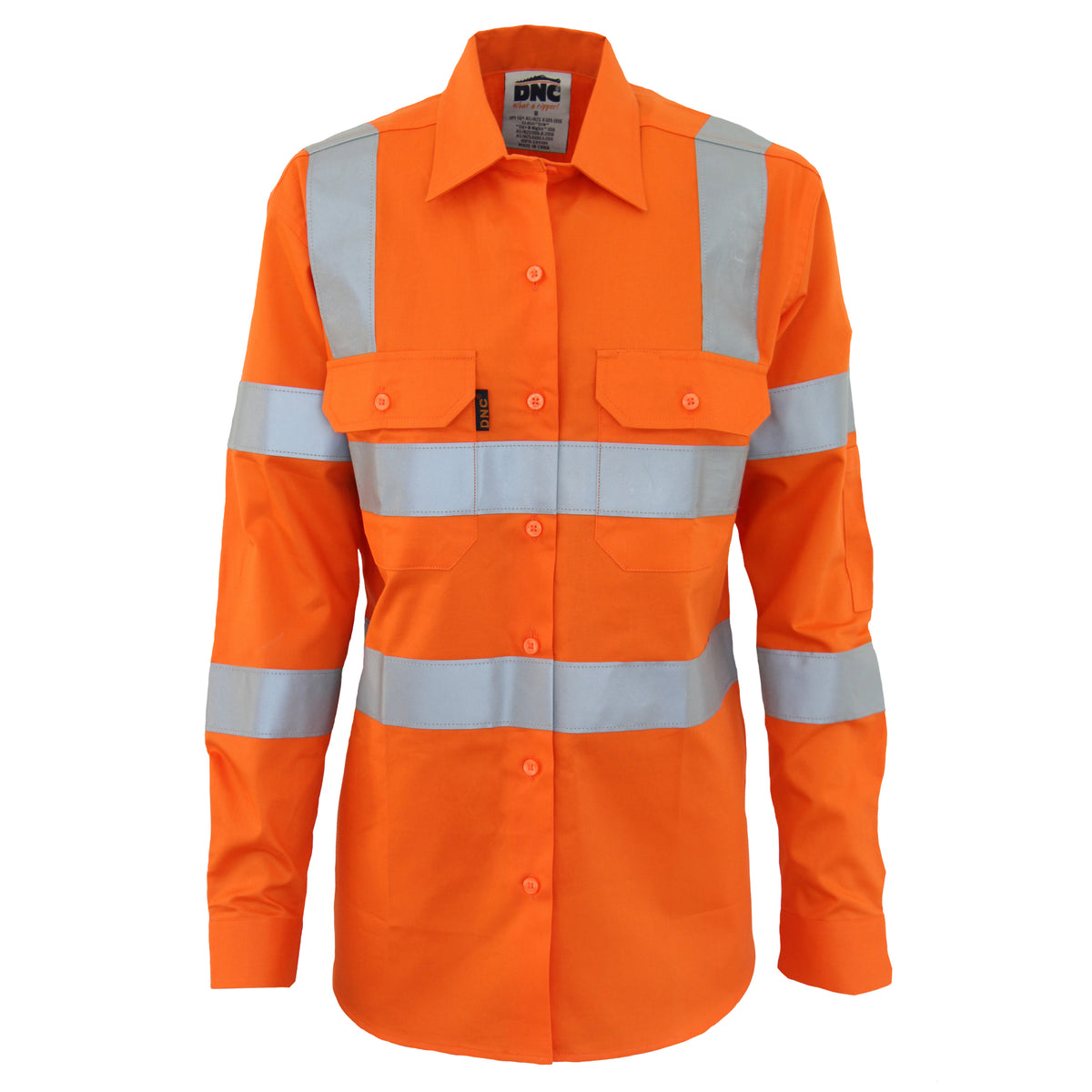 Ladies HiVis L/W Cotton VIC Rail Shirt with CSR R/Tape — DNC Workwear colour image