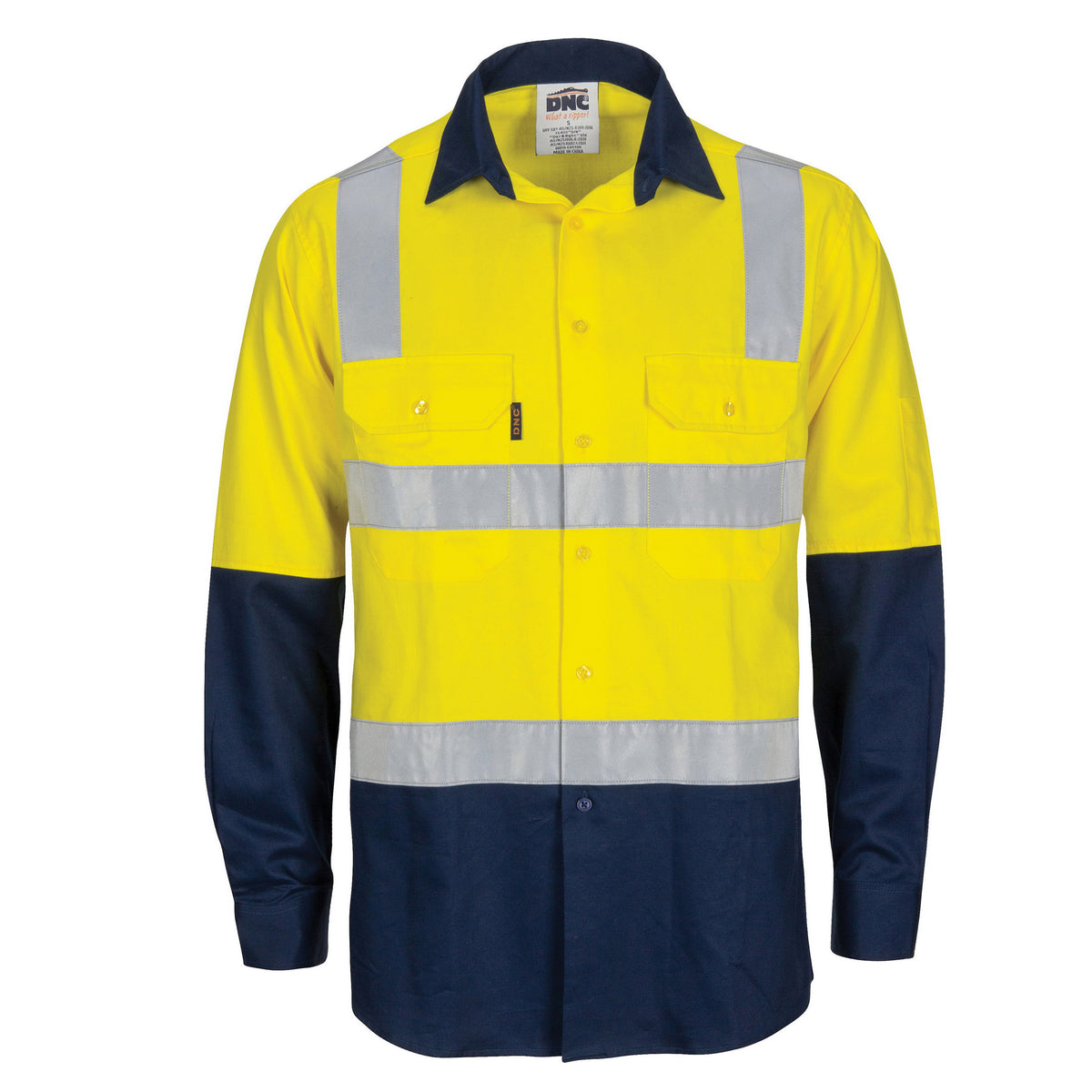 HiVis Two Tone Cool-Breeze Cotton Shirt with Hoop & Shoulder CSR R/Tape - Long Sleeve — DNC Workwear colour image