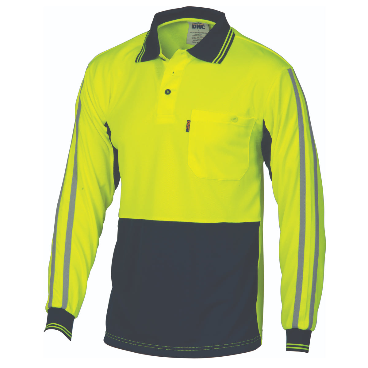 HiVis Cool-Breathe Stripe Polo - long Sleeve — DNC Workwear colour image