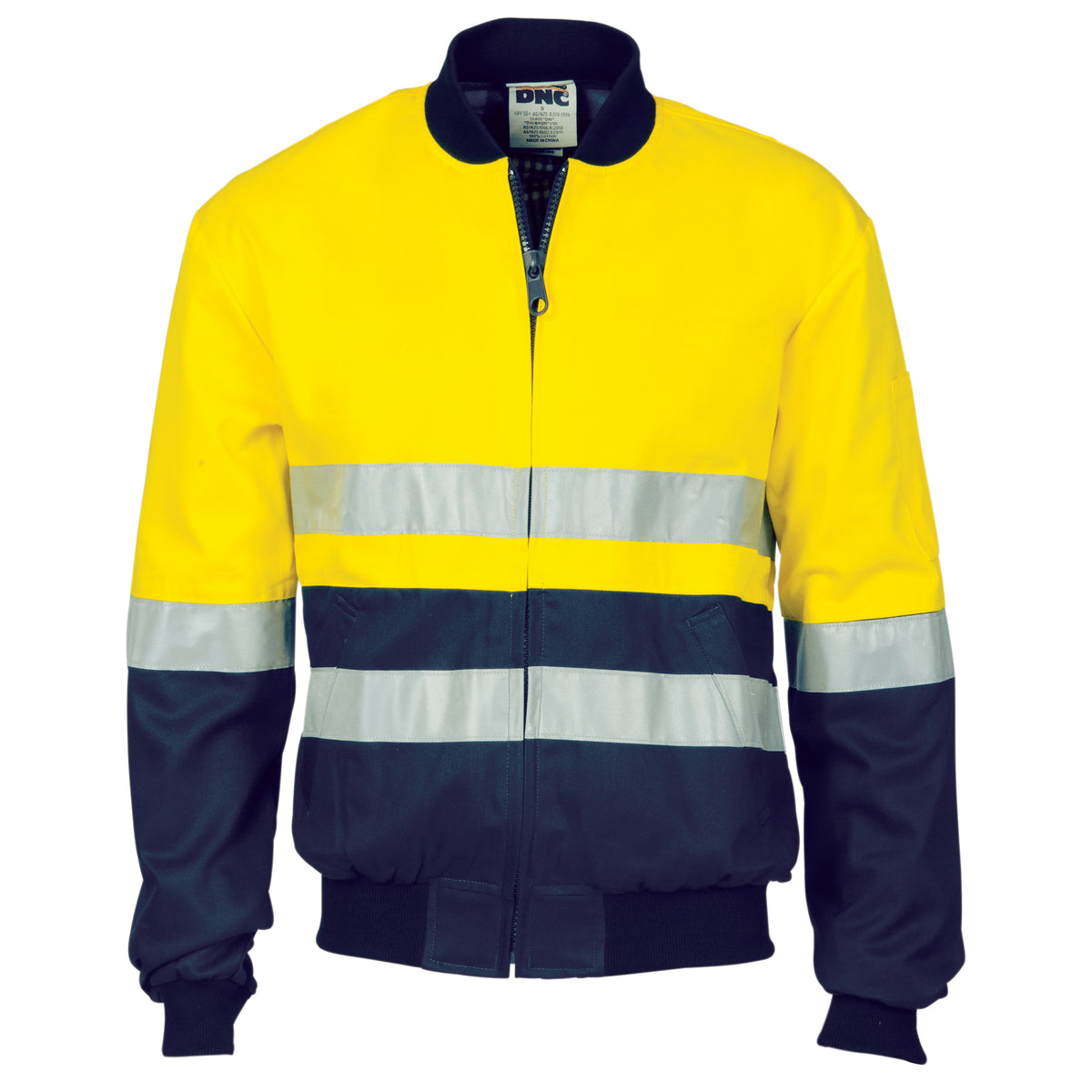 HiVis Two Tone D/N Cotton Bomber Jacket with CSR R/tape — DNC Workwear colour image
