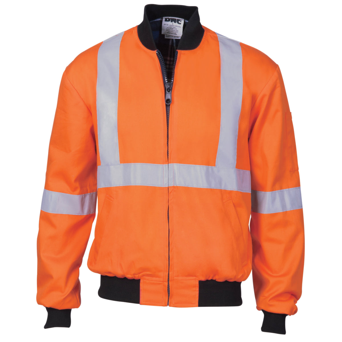 HiVis Cotton Bomber Jacket with "X" Back & Additional CSR R/Tape Below Tail — DNC Workwear colour image
