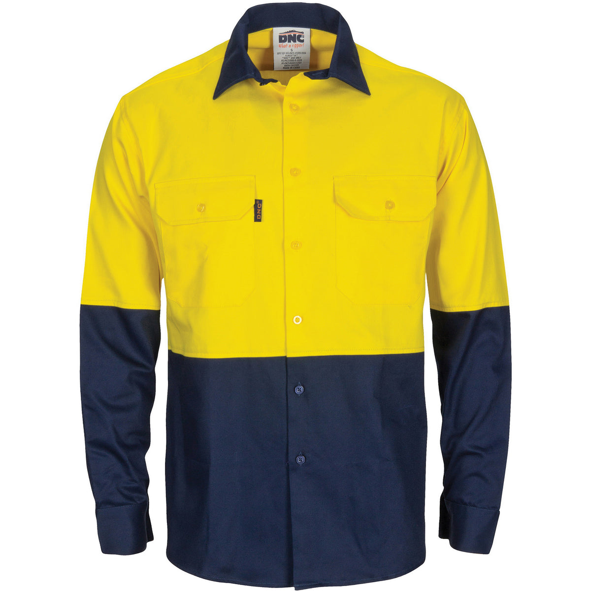 HiVis R/W Cool-Breeze Two Tone Vertical Vented Cotton Shirt with Gusset Sleeves - Long Sleeve — DNC Workwear colour image