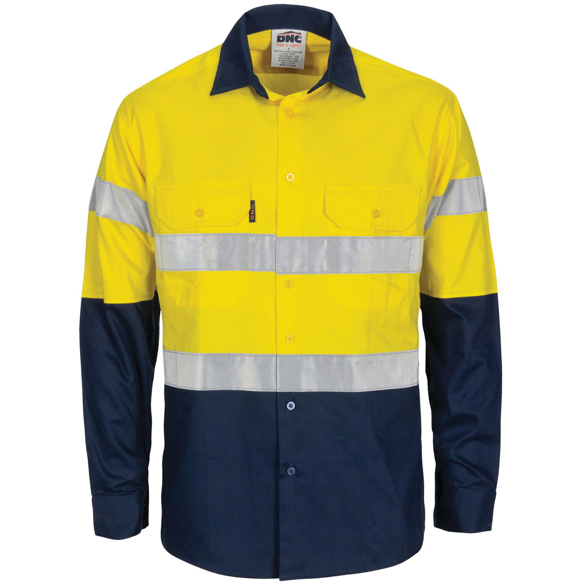 HiVis R/W Cool-Breeze Two Tone Vertical Vented Cotton Shirt with Gusset Sleeves CSR R/Tape - Long Sl — DNC Workwear colour image