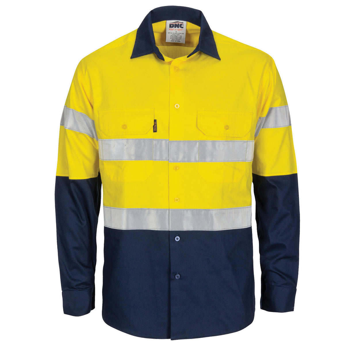 HiVis L/W Cool-Breeze Two Tone Vertical Vented Cotton Shirt with Gusset Sleeves CSR R/Tape - Long Sl — DNC Workwear colour image