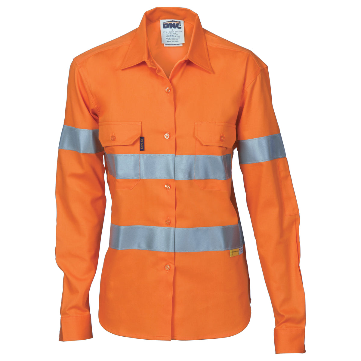Ladies HiVis Cool-Breeze Cotton Shirt with CSR R/Tape - Long sleeve — DNC Workwear colour image