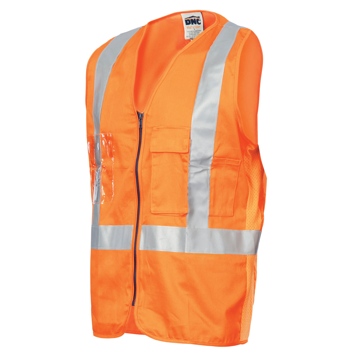 Day/Night "X" Back Cotton Safety Vest with CSR R/Tape — DNC Workwear colour image