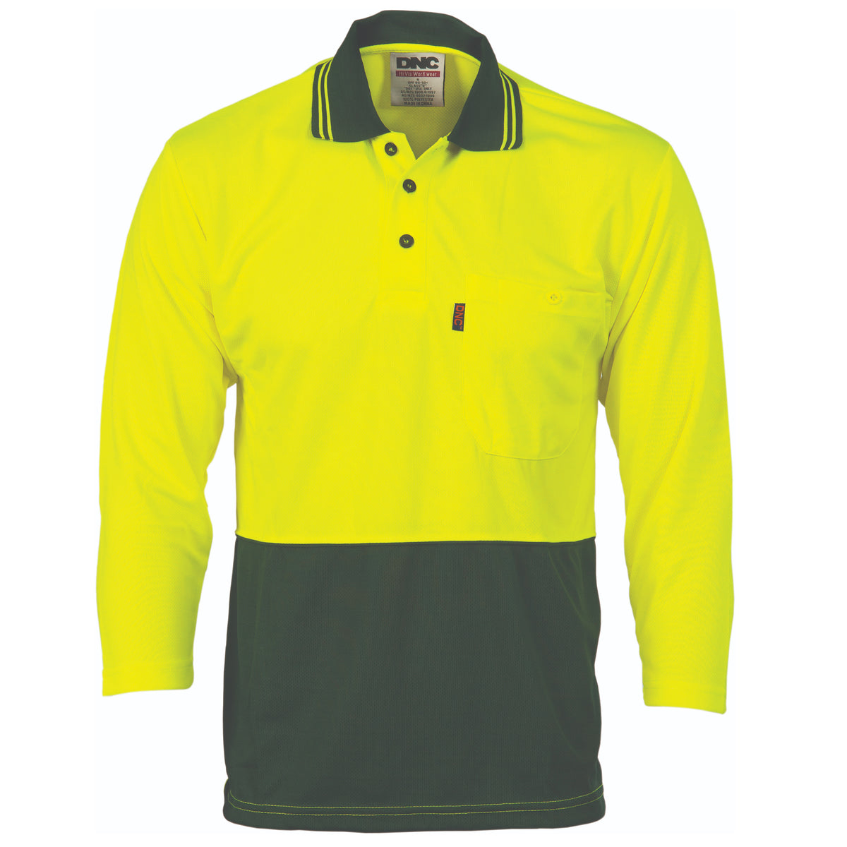 HiVis Two Tone Cool Breathe Polo Shirt, 3/4 Sleeve — DNC Workwear colour image