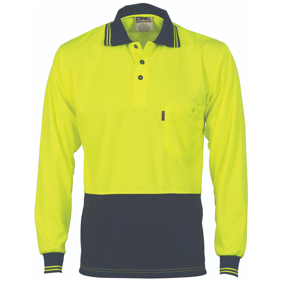 HiVis Two Tone Cool Breathe Polo Shirt - Long Sleeve — DNC Workwear colour image