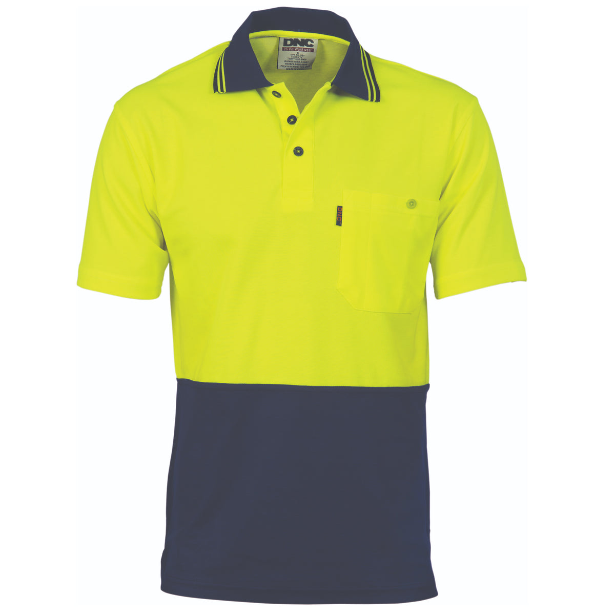 Cotton Back HiVis Two Tone Fluro Polo - Short Sleeve — DNC Workwear colour image