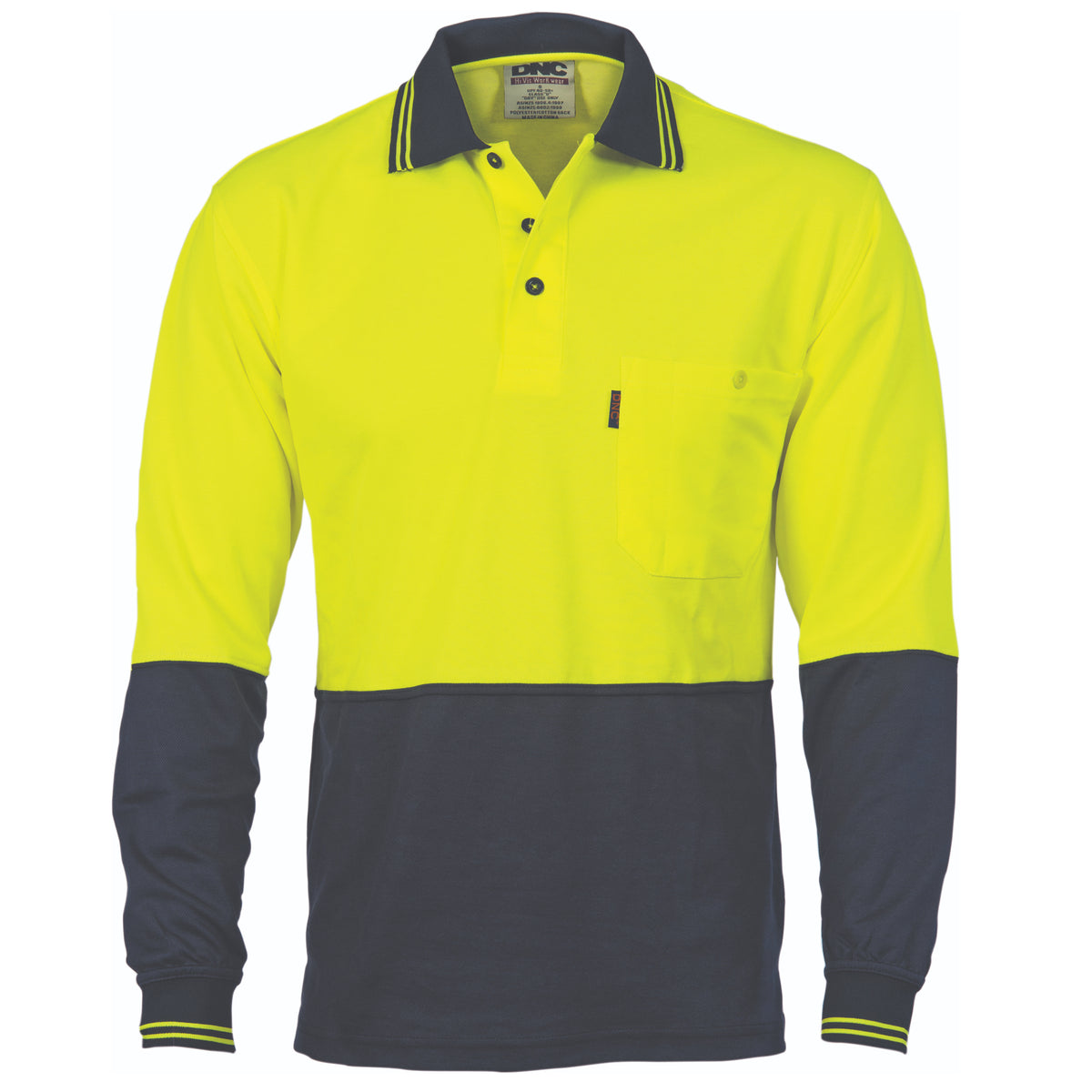 Cotton Back HiVis Two Tone Fluro Polo - Long Sleeve — DNC Workwear colour image