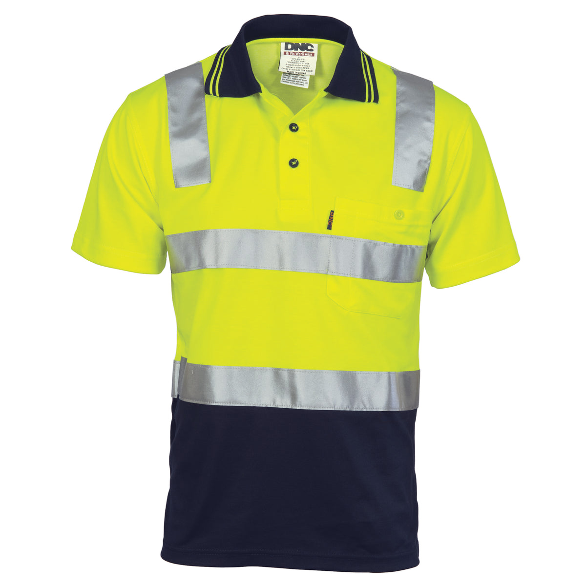Cotton Back HiVis Two Tone Polo Shirt with CSR R/Tape - Short Sleeve — DNC Workwear colour image