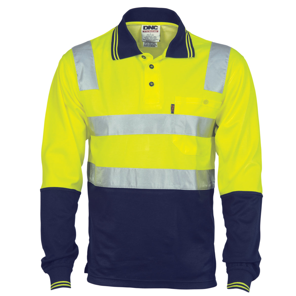 Cotton Back HiVis Two Tone Polo Shirt with CSR R/Tape - L/S — DNC Workwear colour image