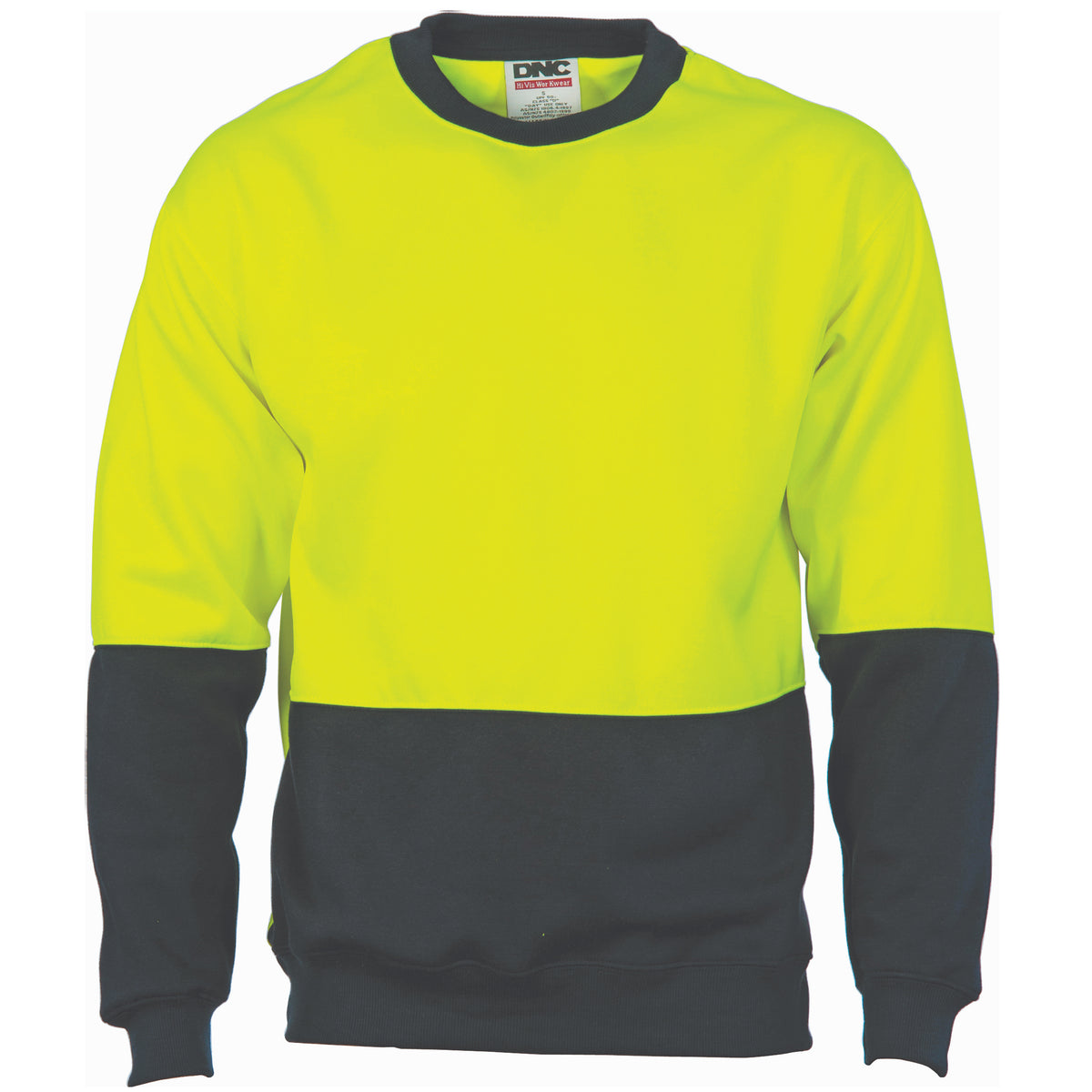 HiVis Two Tone Fleecy Sweatshirt (Sloppy Joe) Crew Neck — DNC Workwear colour image