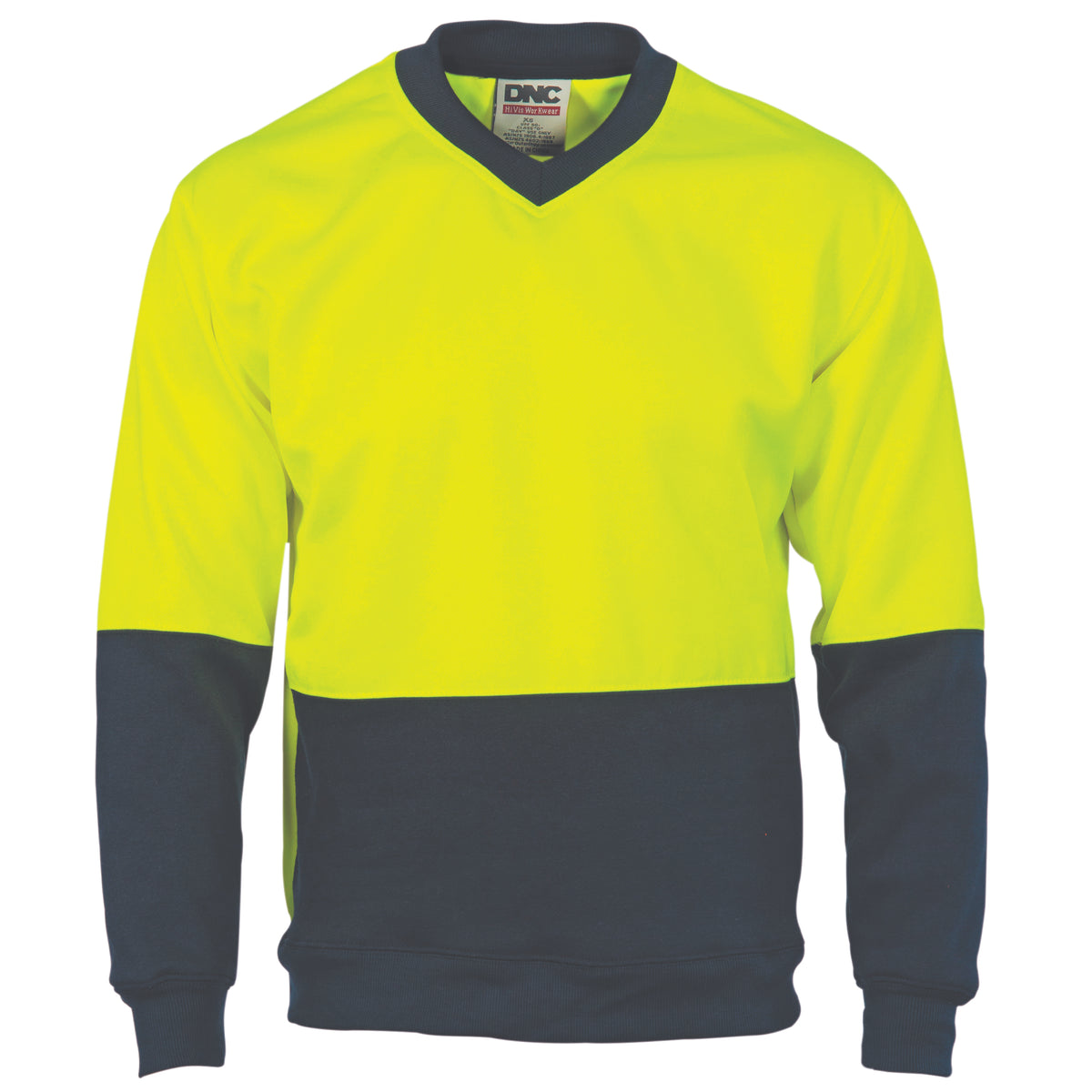 HiVis Two Tone Fleecy Sweatshirt (Sloppy Joe) V-Neck — DNC Workwear colour image
