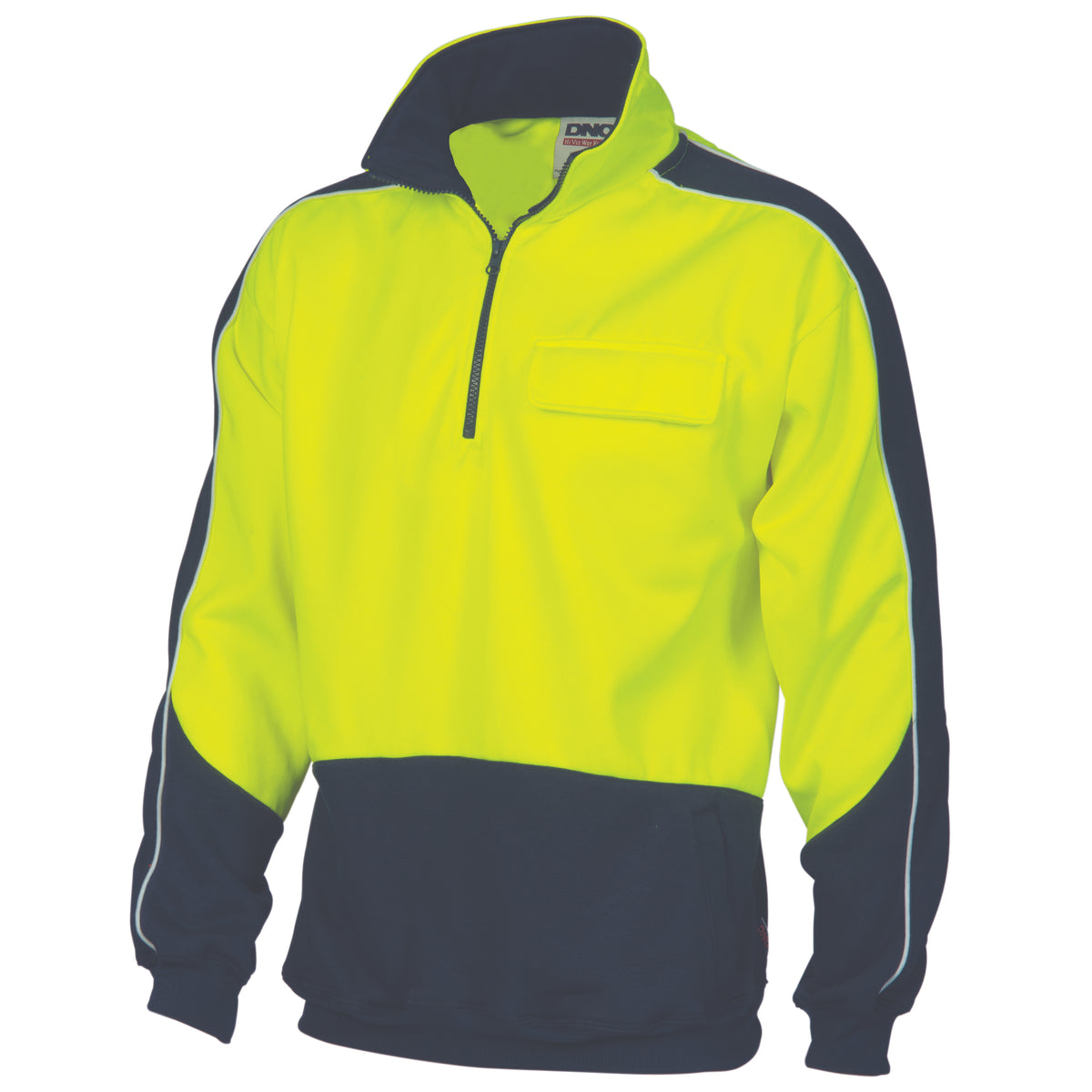 HiVis Two Tone 1/2 Zip Hi-Neck Panel Fleecy Windcheater — DNC Workwear colour image