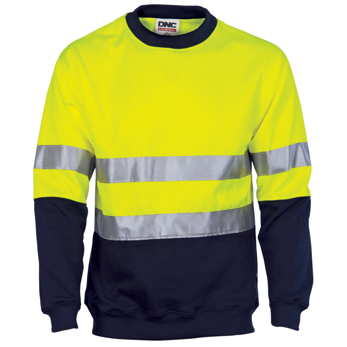 HiVis Two Tone Fleecy Sweatshirt (Sloppy Joe) with CSR R/Tape Crew Neck — DNC Workwear colour image