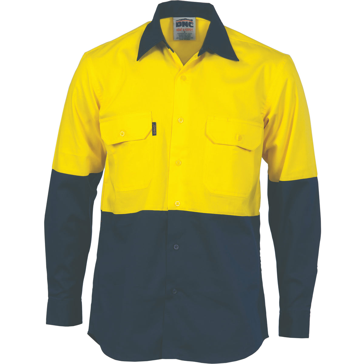 HiVis Two Tone Cotton Drill Shirt - Long Sleeve — DNC Workwear colour image