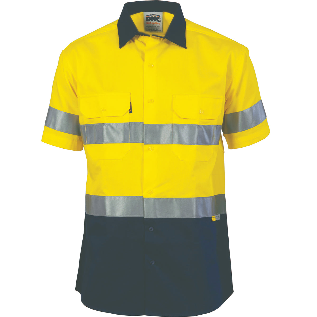 HiVis Two Tone Drill Shirt with CSR R/Tape - Short Sleeve — DNC Workwear colour image