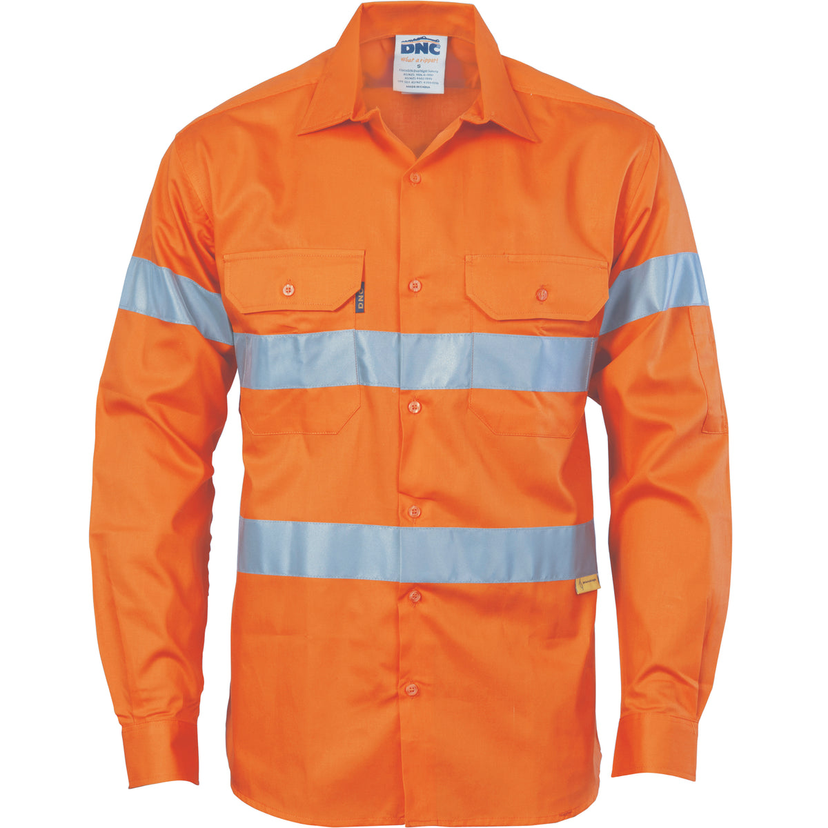 HiVis Drill Shirt with 3M R/Tape - Long Sleeve — DNC Workwear colour image