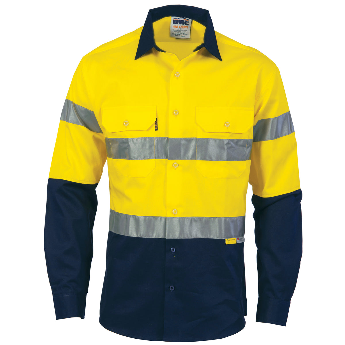 HiVis Two Tone Drill Shirt with 3M 8910 R/Tape - Long Sleeve — DNC Workwear colour image