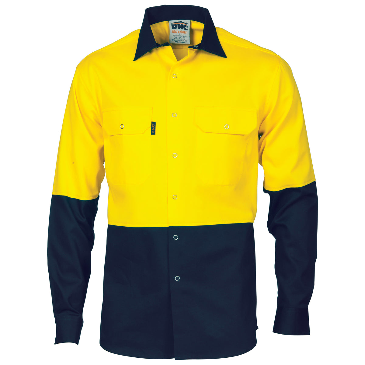 HiVis Two Tone Drill Shirt with Press Studs — DNC Workwear colour image