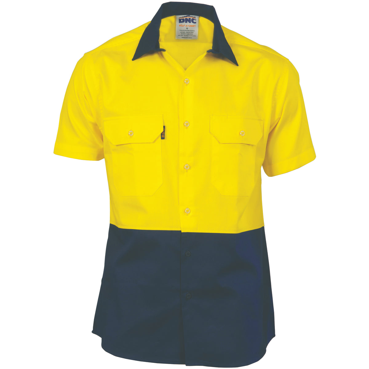 HiVis Two Tone Cool-Breeze Cotton Shirt - Short Sleeve — DNC Workwear colour image