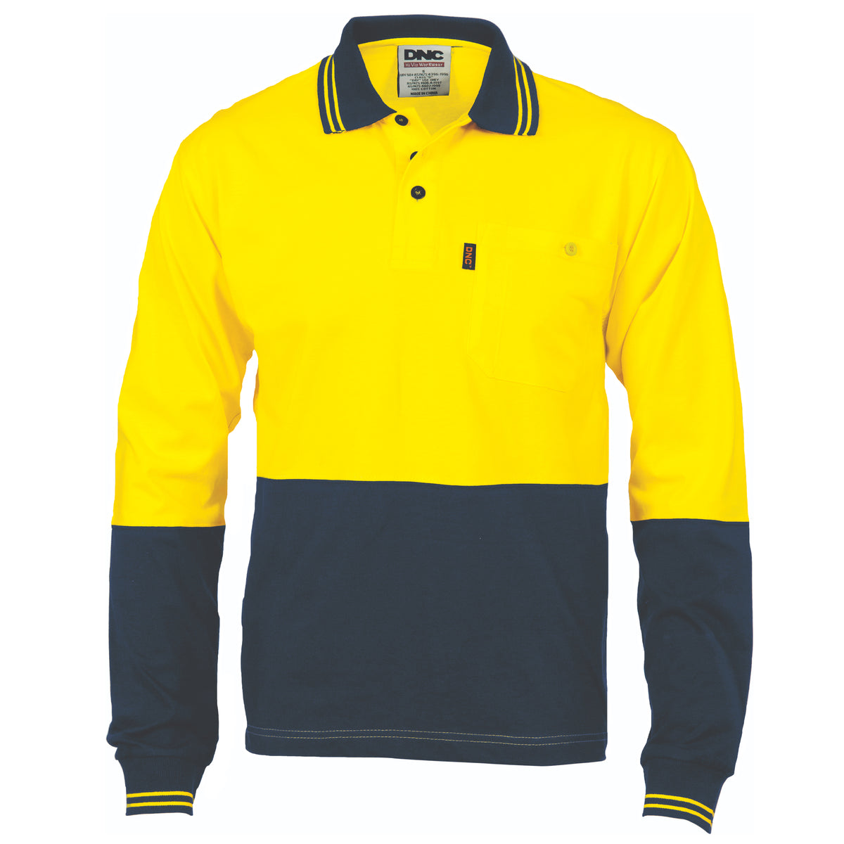 HiVis Cool-Breeze Cotton Jersey Polo Shirt with Under Arm Cotton Mesh - L/S — DNC Workwear colour image